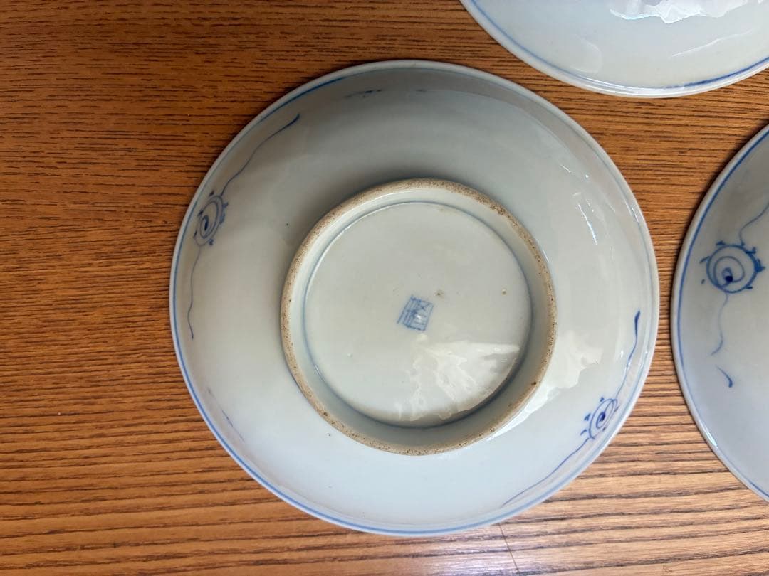 【141年前の古いお皿】明治骨董 中皿5枚セット 染付 なます皿