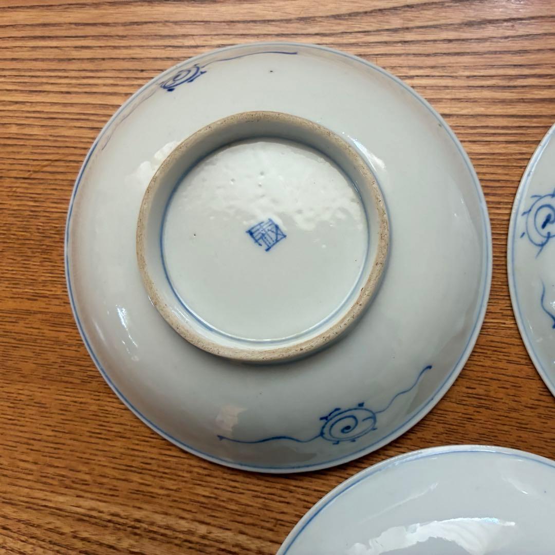 【141年前の古いお皿】明治骨董 中皿5枚セット 染付 なます皿