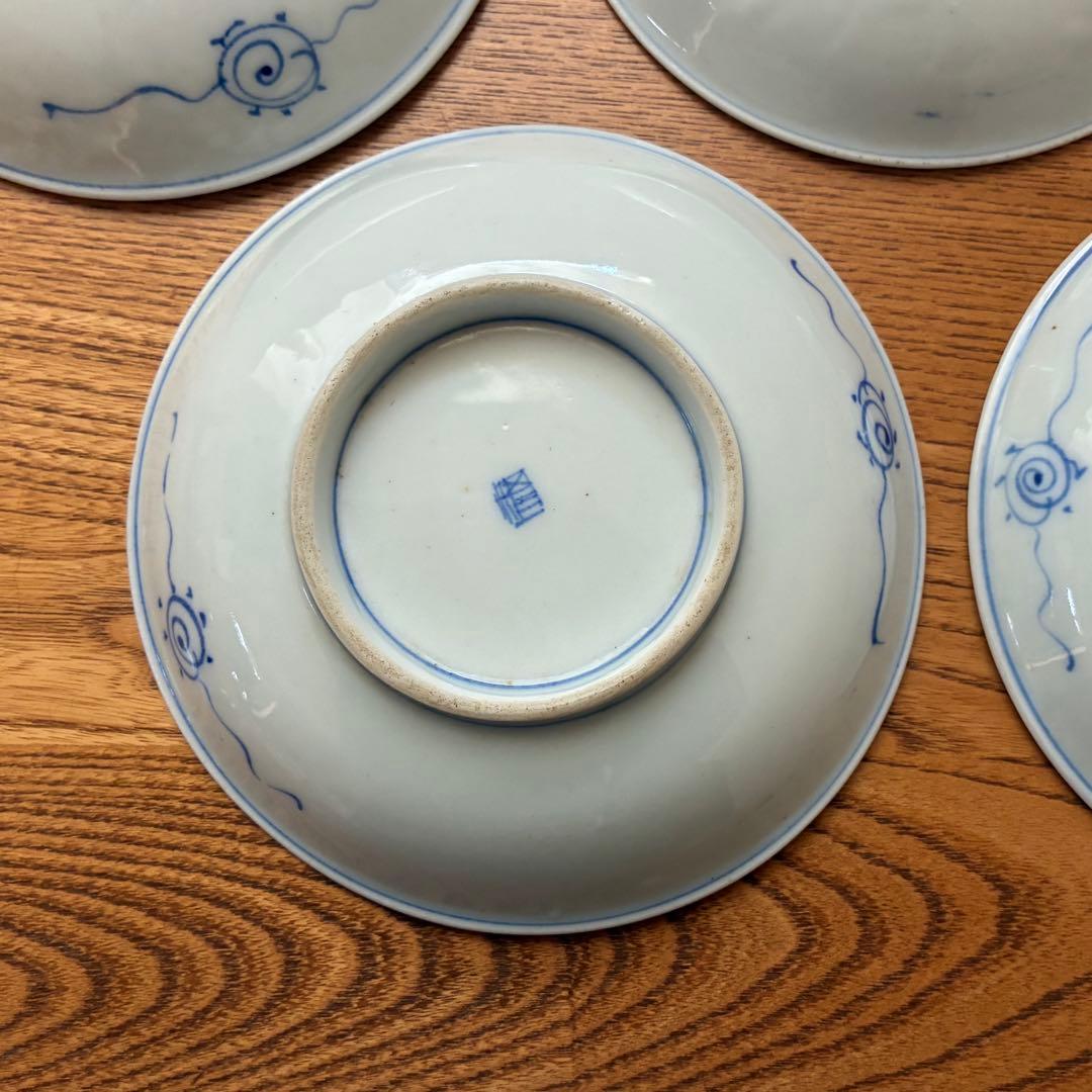 【141年前の古いお皿】明治骨董 中皿5枚セット 染付 なます皿