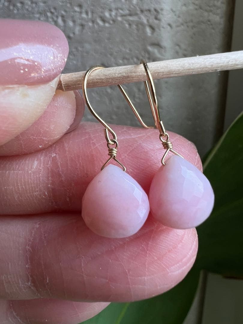 ピンクオパールピアスk18フック