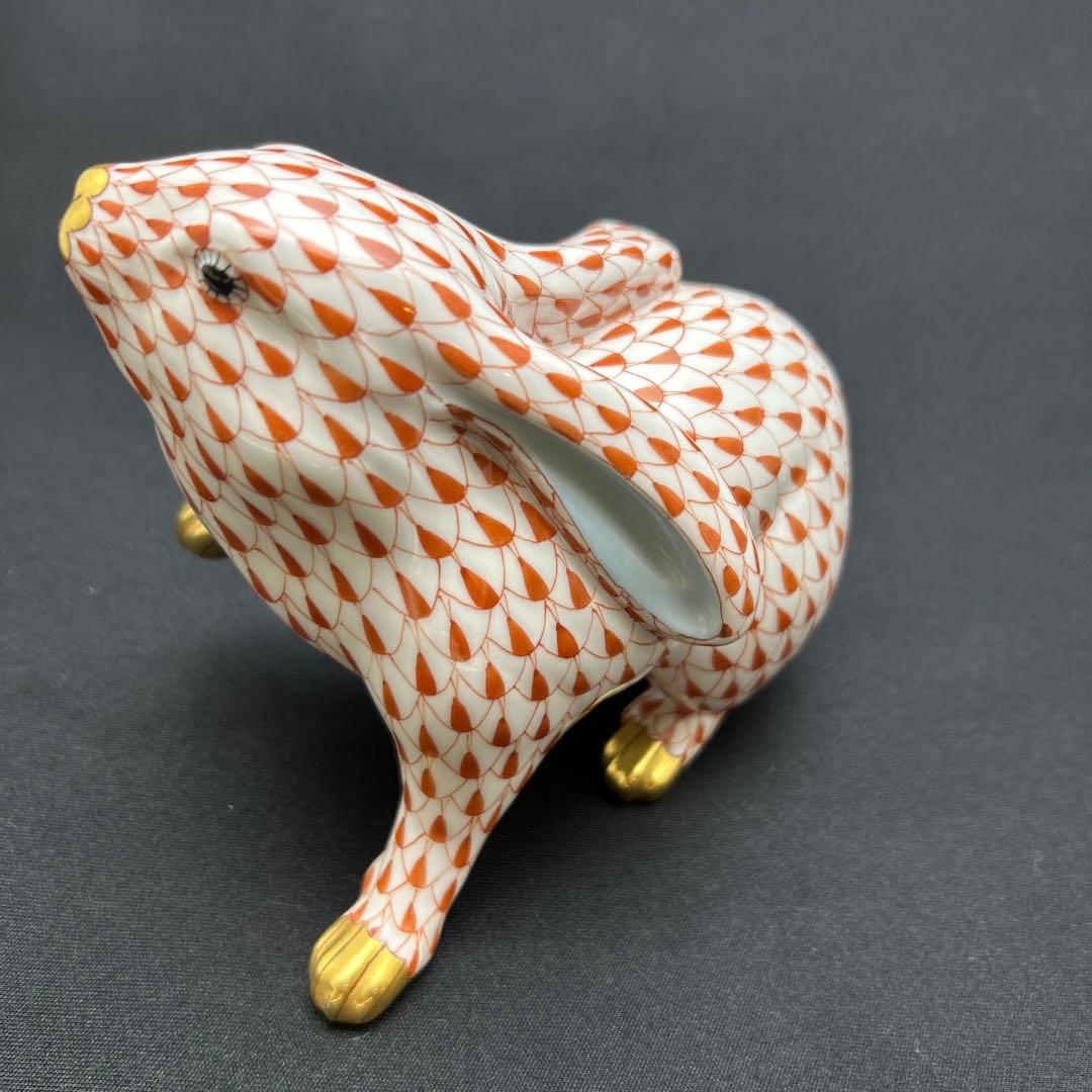 ヘレンド フィギュリン 赤いうさぎ　置物