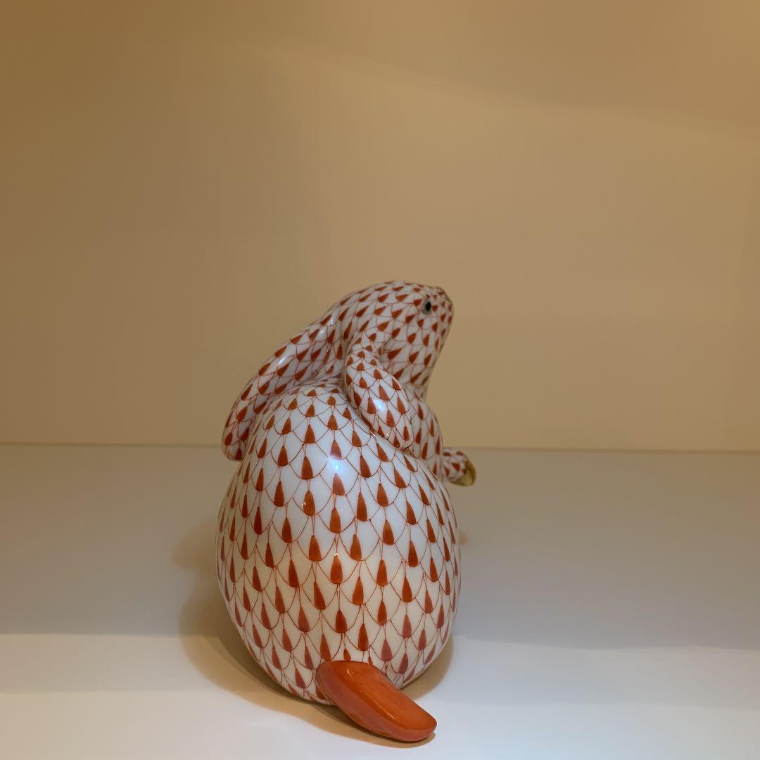ヘレンド フィギュリン 赤いうさぎ　置物