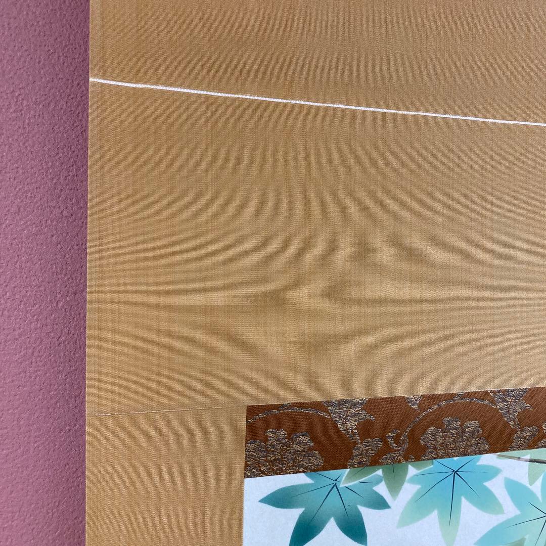 美品 掛け軸 佐藤雅美作 青もみじに小鳥図 共箱 花鳥
