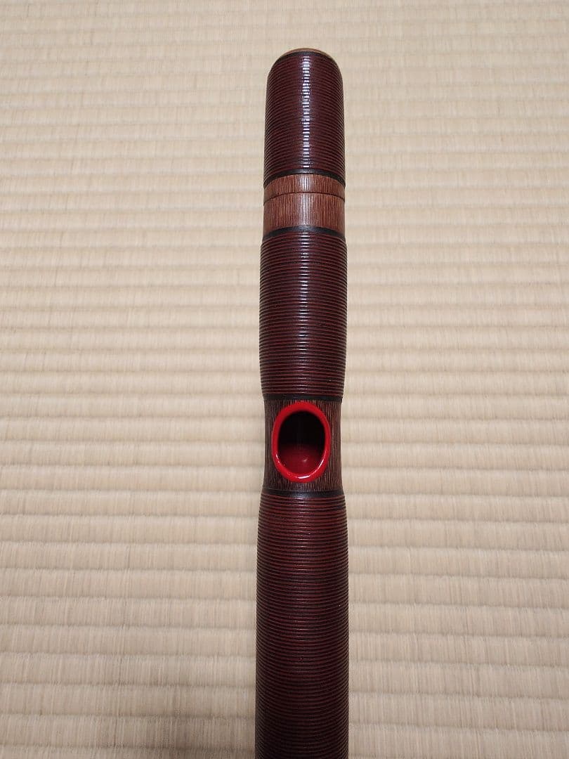 龍笛（朱色・籐巻・煤竹）