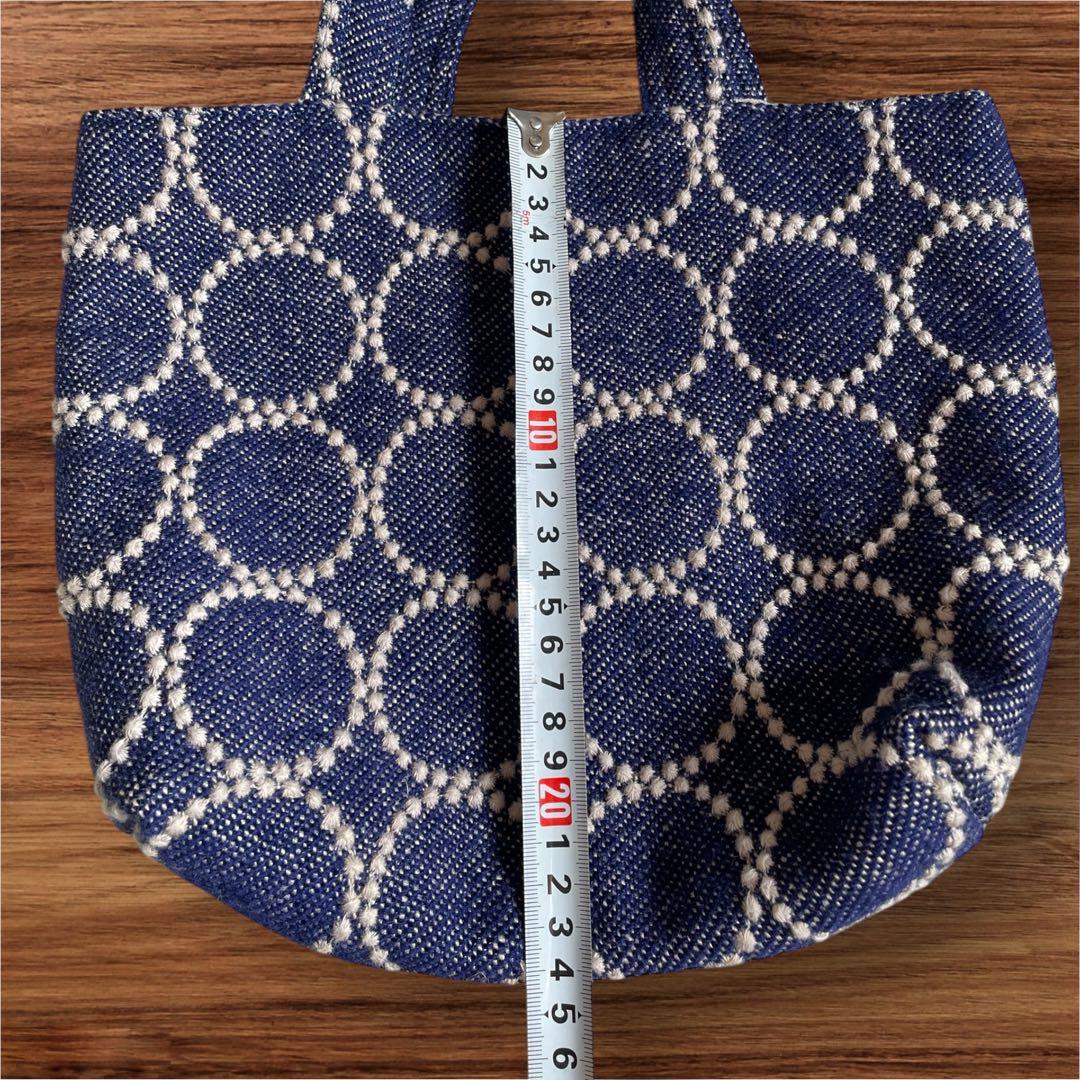 ハンドメイド ミナペルホネン タンバリン トートバッグ ネイビー 美品