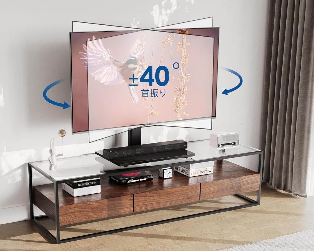 左右回転可能な壁寄せテレビスタンド 32～65インチ対応, 最大耐荷重40KG