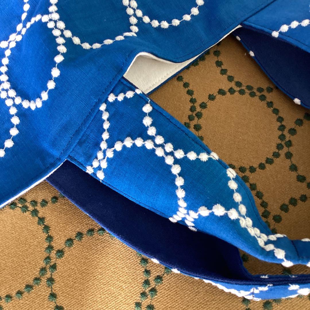 ミナペルホネンタンバリンblue両面でトートバッグハンドメイド