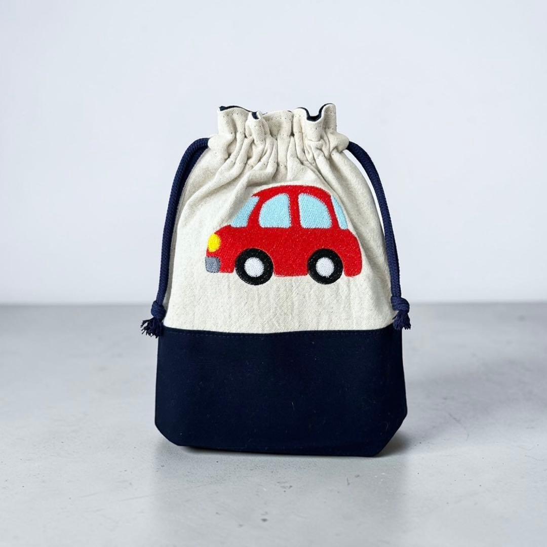 入園入学準備 車と消防車の刺繍バッグ4点セット