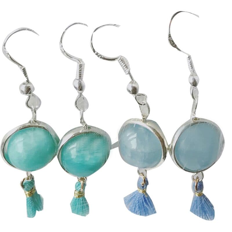 夏の天然水晶草銀の腕輪。イヤリング9