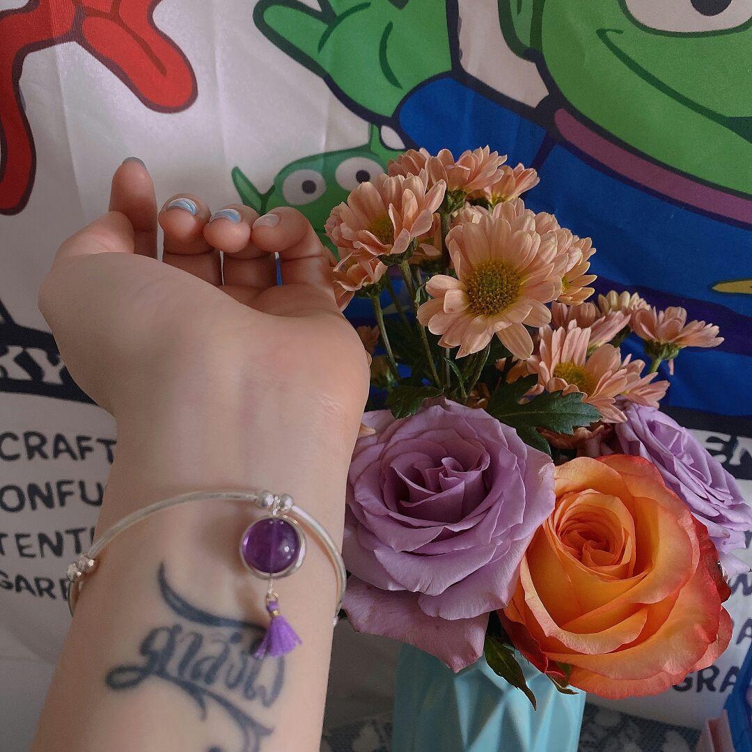 夏の天然水晶草銀の腕輪。イヤリング9