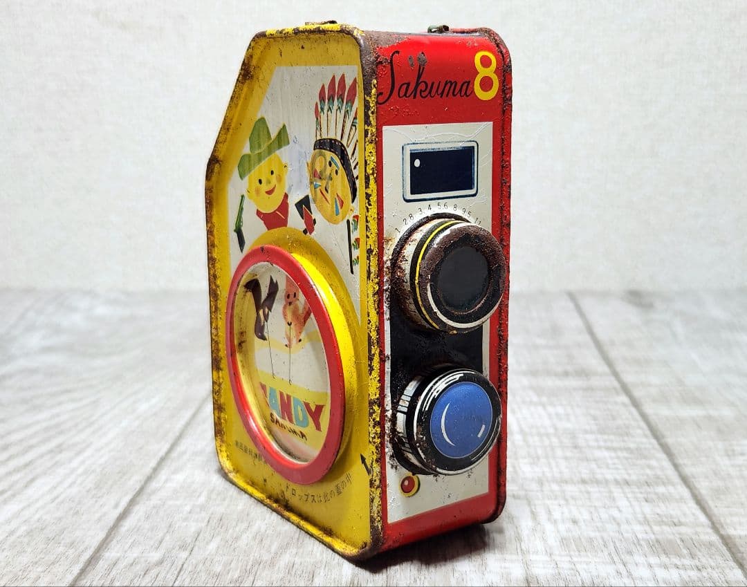 サクマ ドロップス 空き缶 8ミリカメラ風 昭和レトロ 当時物
