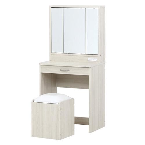 FJ DR MR　ドレッサー　スツール付き　ホワイト　三面鏡　＊コスメ　メイク