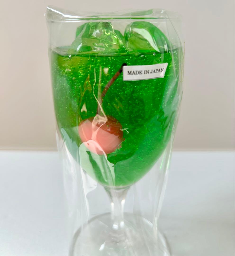 食品サンプル まいづる 実物大 メロンソーダ チェリー入り グラス付き