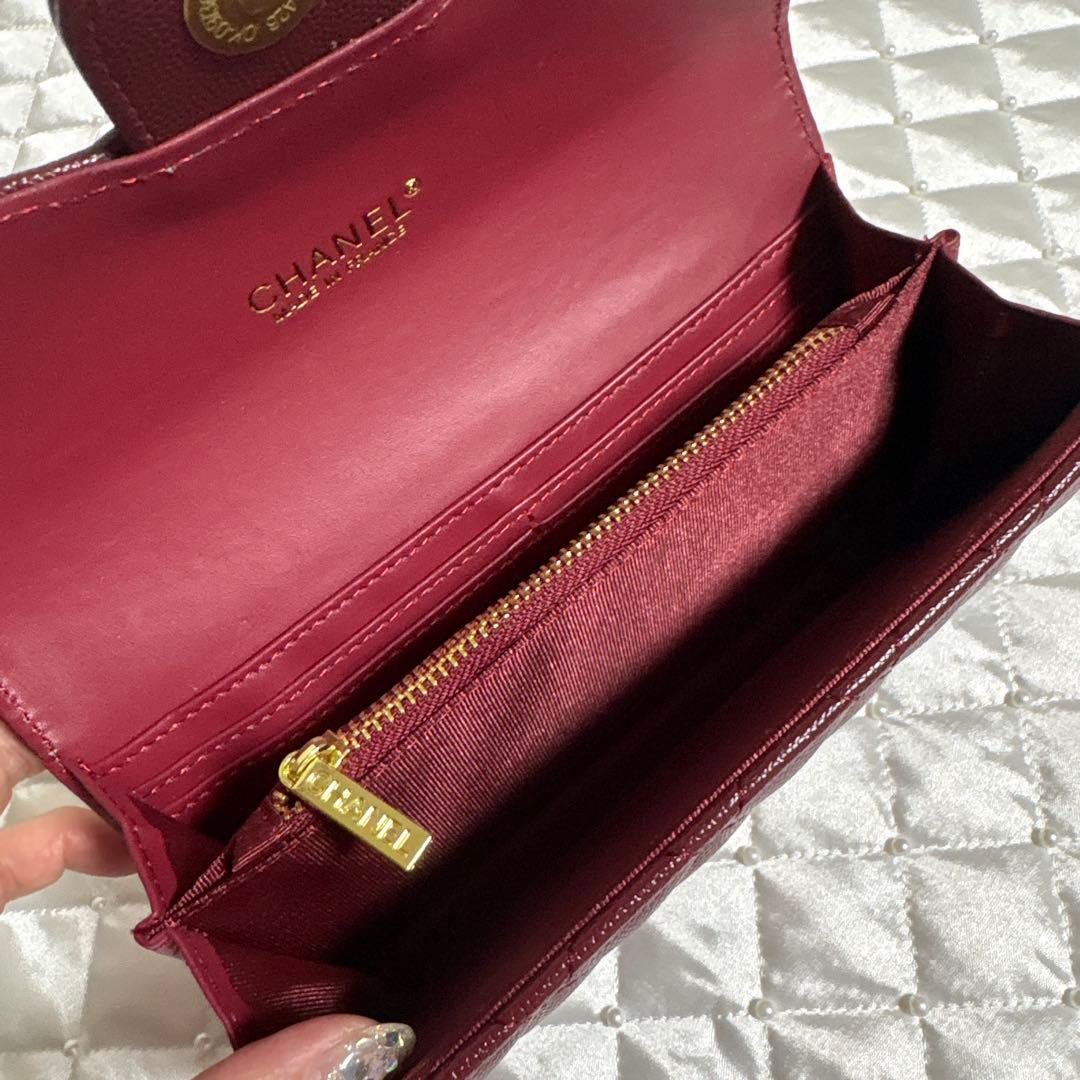 CHANEL ノベルティ ウォレット 長財布 バーガンディ×ゴールド金具 未使用
