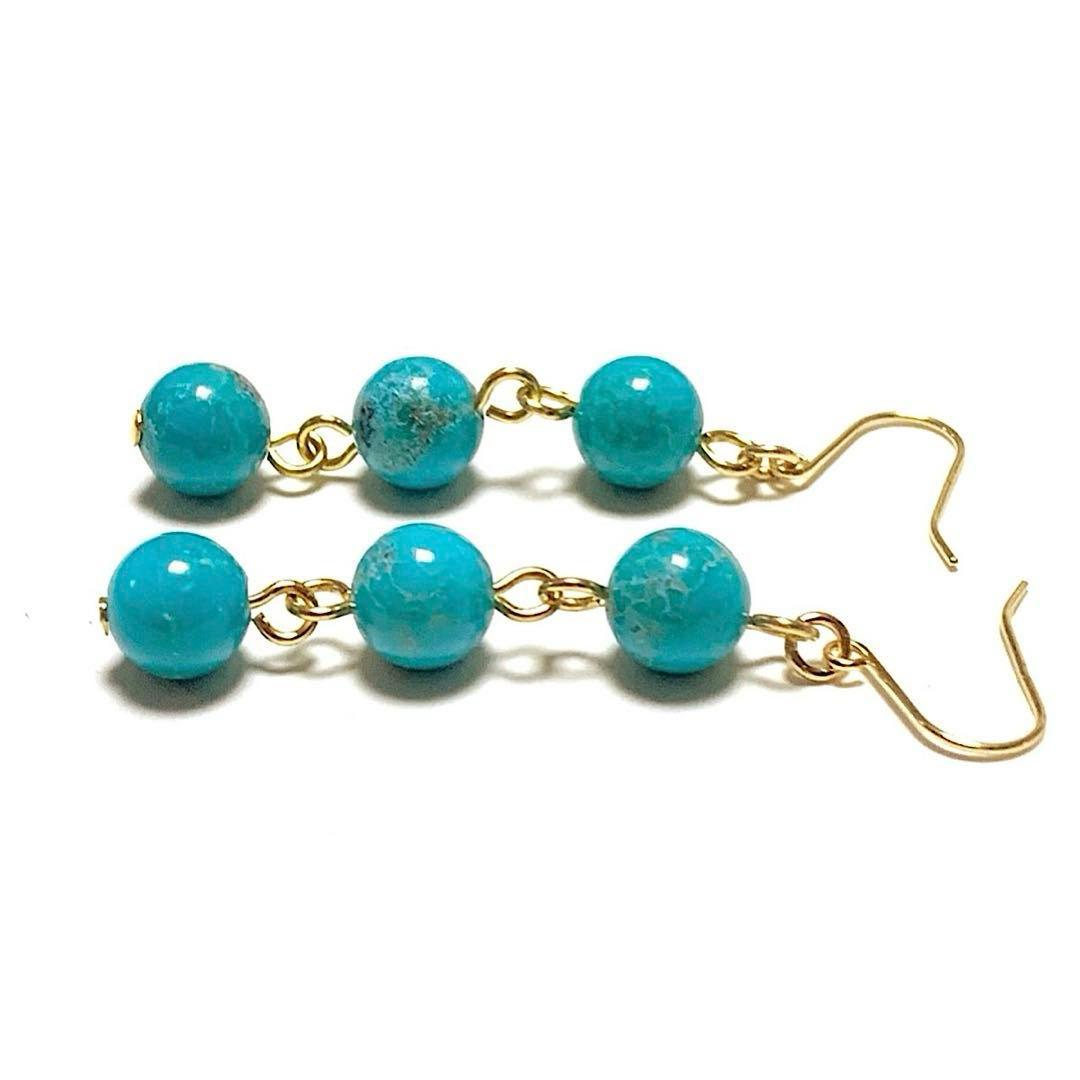 【Rtav】特価 K18 アメリカ産 ターコイズ トリプルピンタイプ ピアス