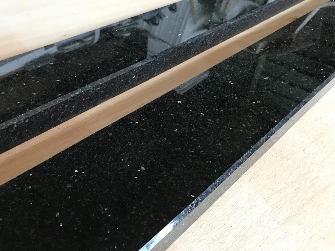 【KAZU】高級天然黒御影石 オーディオボード●特注 上り框　2点　送料込