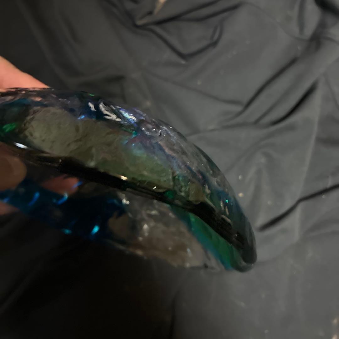最高級品　青緑色のガラス皿