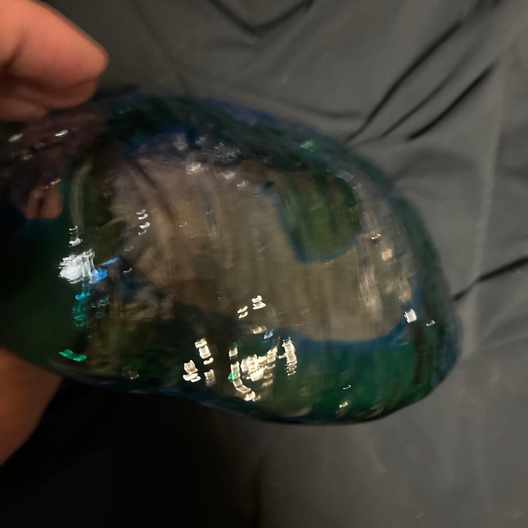 最高級品　青緑色のガラス皿