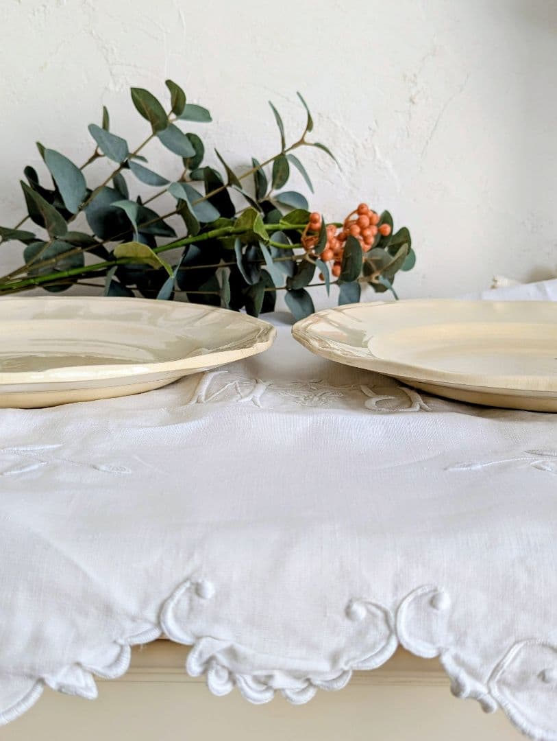 サルグミンヌ 花リム プレート 24.5cm 2枚セット フランス