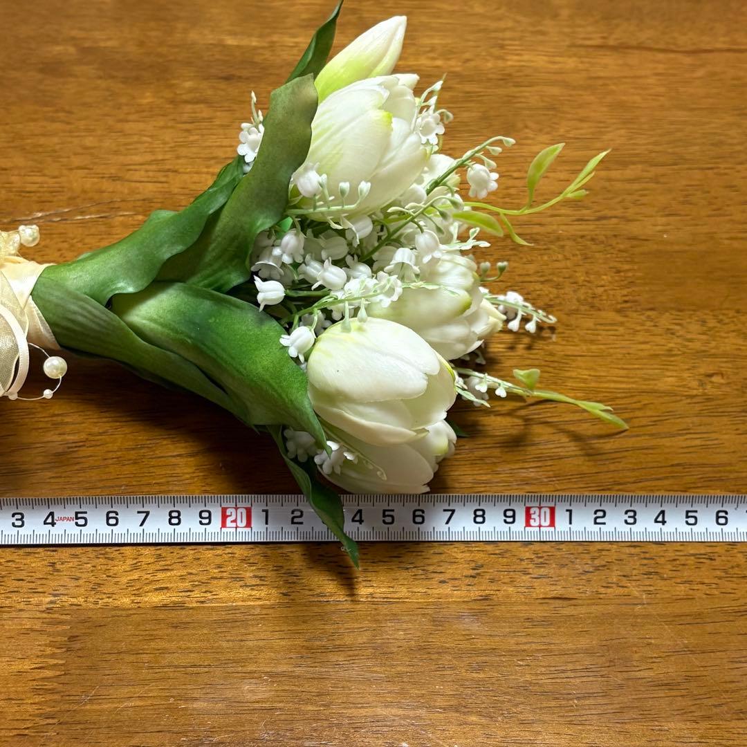 チューリップ　スズラン　プリザードフラワー　ブーケ　ウェディング　結婚式　白