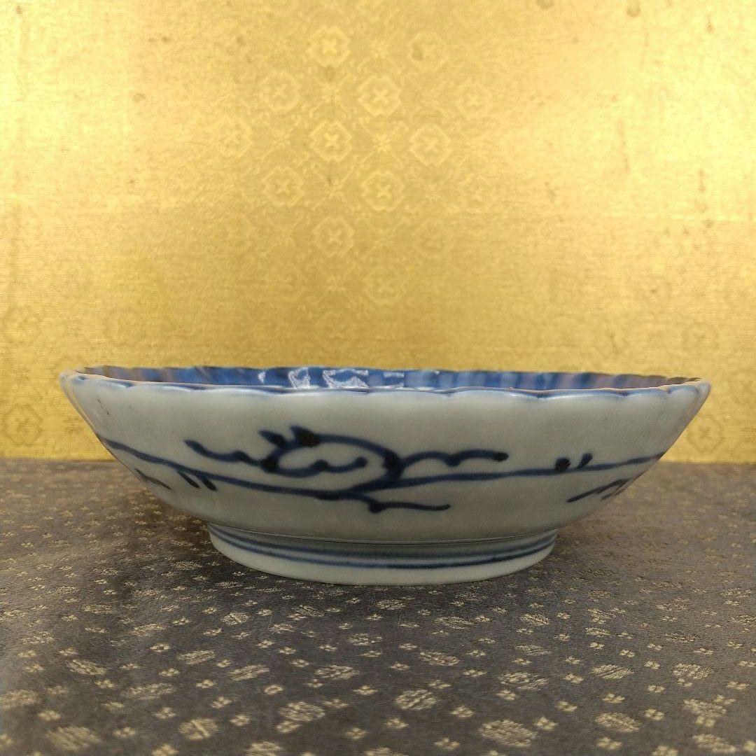 【お値下げしました！】染付　菊割　クルス文なます皿