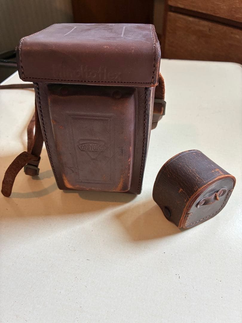 Minoltaflex 二眼レフカメラ レザーケース、レザーレンズケース付属