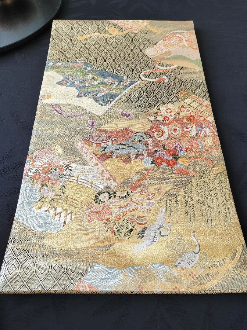 A613★逸品‼️豪華刺繍‼️ひな祭り‼️袋帯正絹テーブルランナー2ｍ18cm