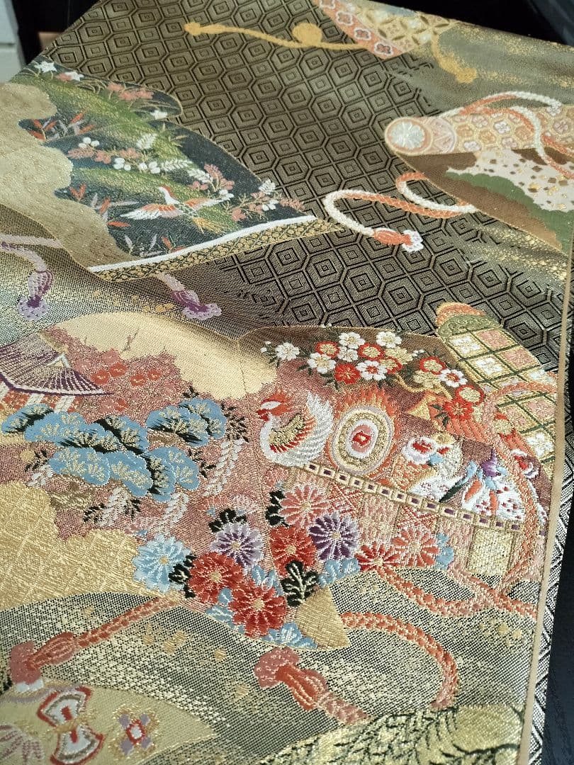 A613★逸品‼️豪華刺繍‼️ひな祭り‼️袋帯正絹テーブルランナー2ｍ18cm