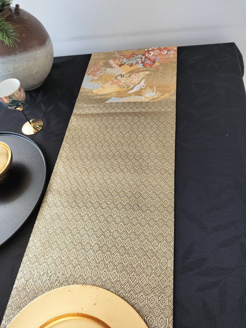 A613★逸品‼️豪華刺繍‼️ひな祭り‼️袋帯正絹テーブルランナー2ｍ18cm