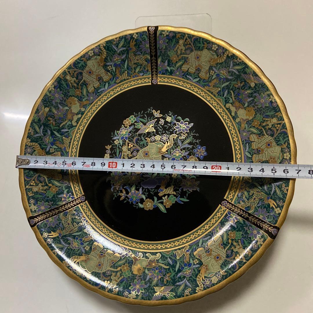 蔵出し！昭和レトロ・アンティーク【　セラミック藍  象更紗　脚付き大皿　】