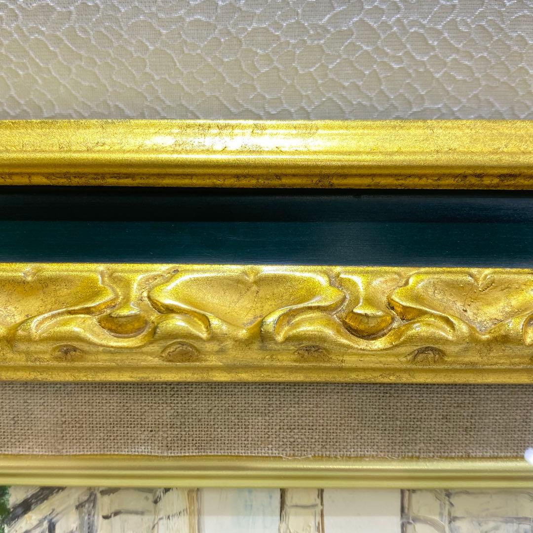 美品 洋画家 斉藤要 「街角のカフェ」 油絵 額装 額縁 絵画 油彩画