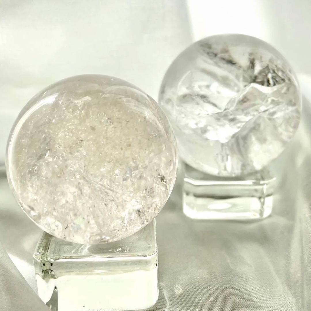 ④ピンクアゼツライト 48.7mm スフィア ピンクファイヤークォーツ 台座あり