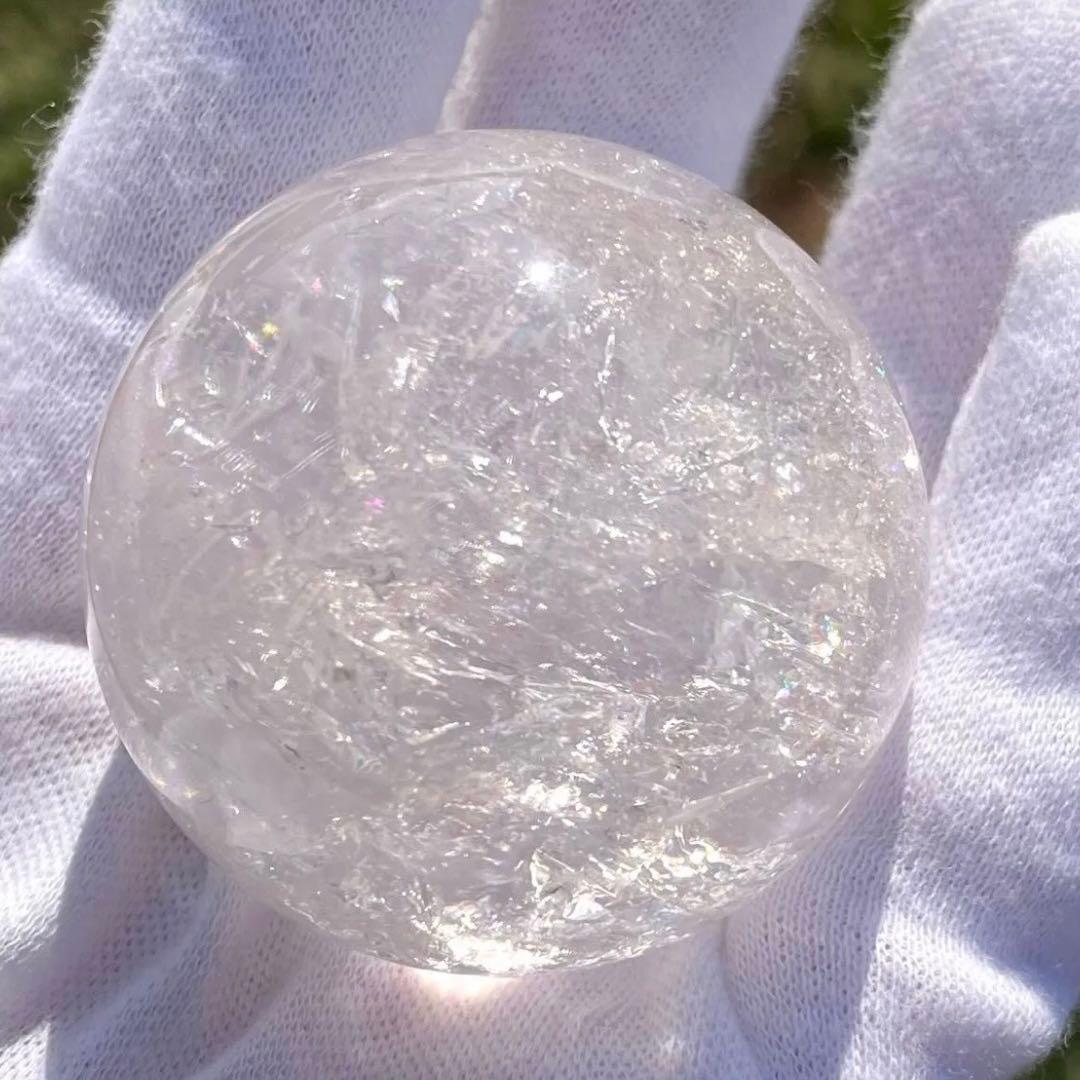 ④ピンクアゼツライト 48.7mm スフィア ピンクファイヤークォーツ 台座あり