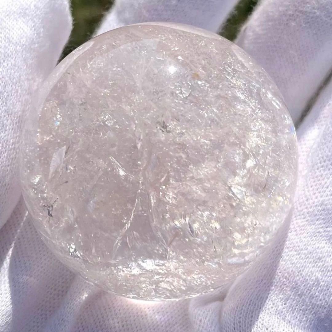 ④ピンクアゼツライト 48.7mm スフィア ピンクファイヤークォーツ 台座あり