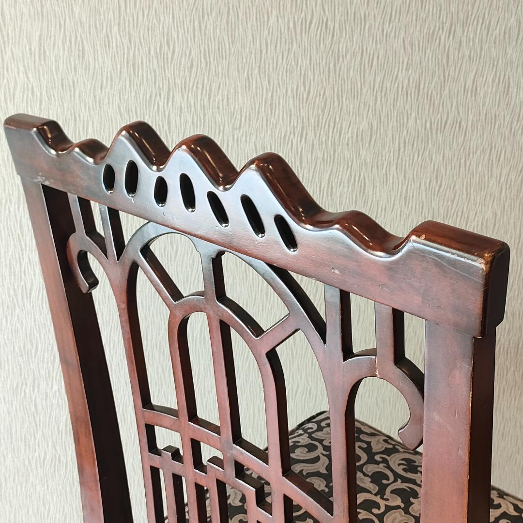 シノワズリ　ヴィンテージチェア　透かし彫り　リビングチェア②