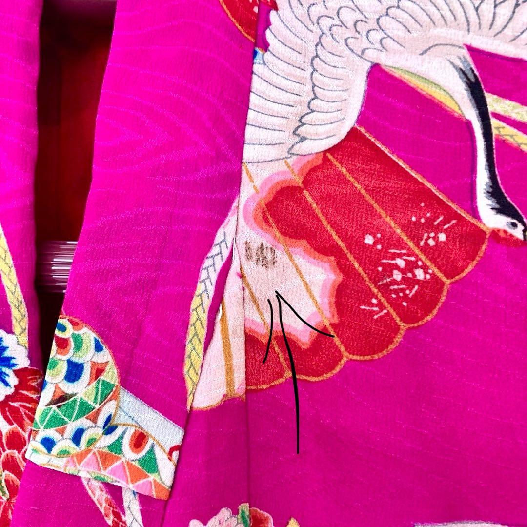 アンティーク女の子 鶴 子供着物 七五三 アンティーク着物 NO8