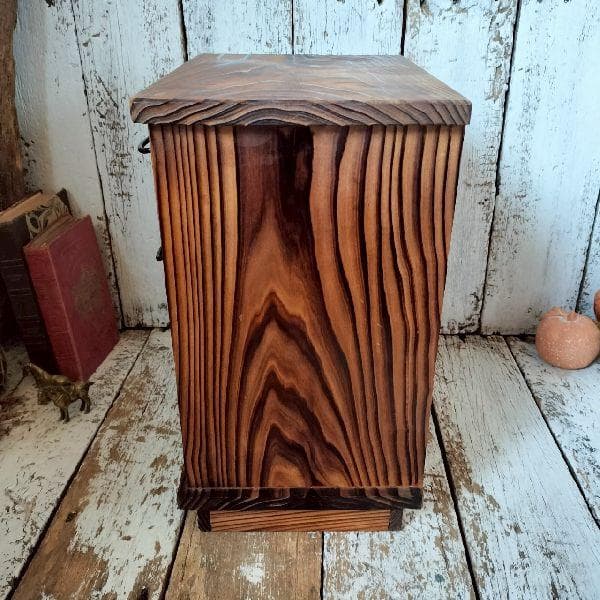 古道具 浮造り 焼杉 小箪笥 小抽斗 引き出し 6杯 小物入れ 無垢 木製 収納