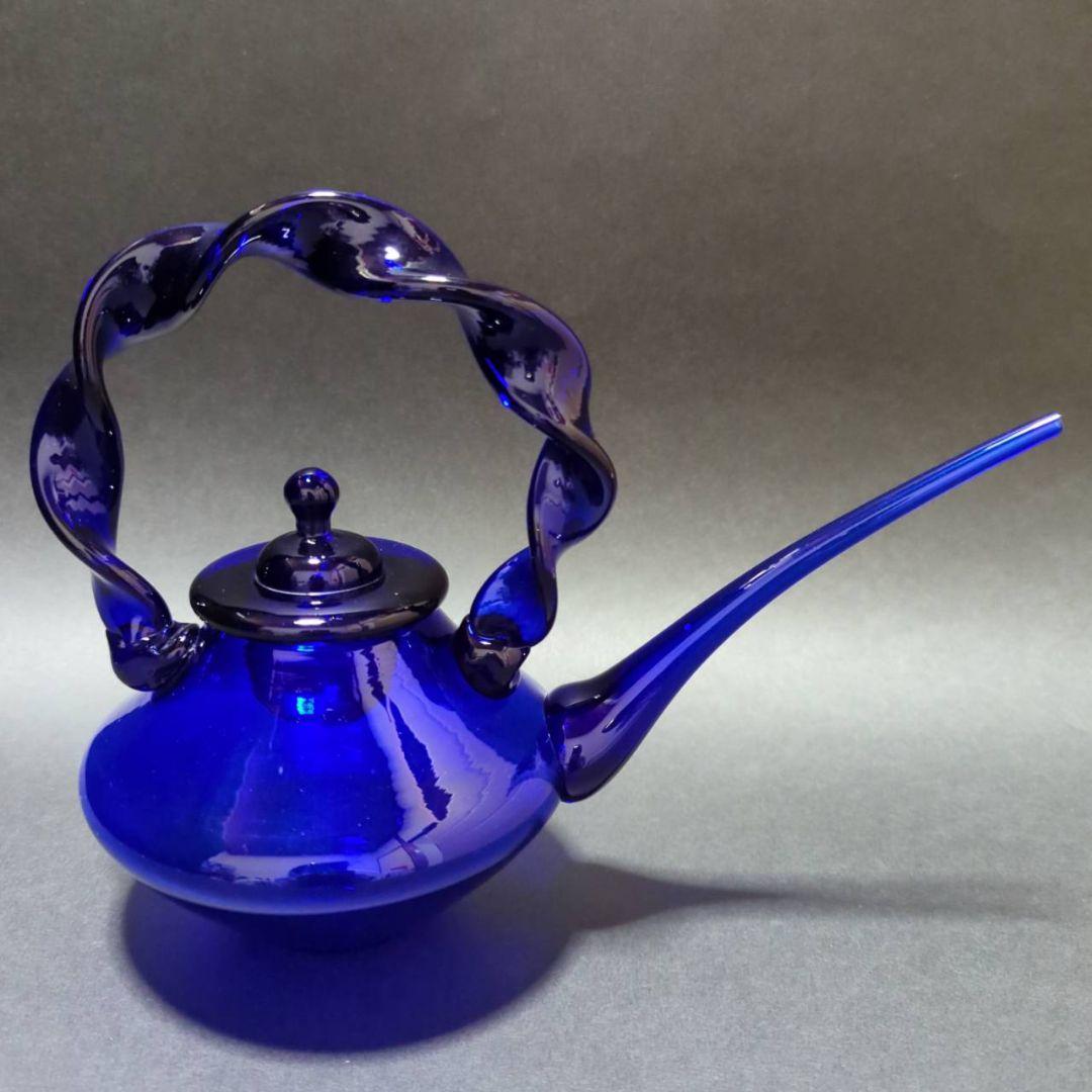 ガラス 硝子 ちろり コバルトブルー 瑠璃色