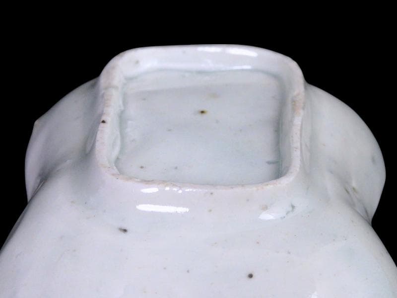 古伊万里　染付　型刷印判　氷裂紋の図　変形皿　江戸期　E655AS-fbsu