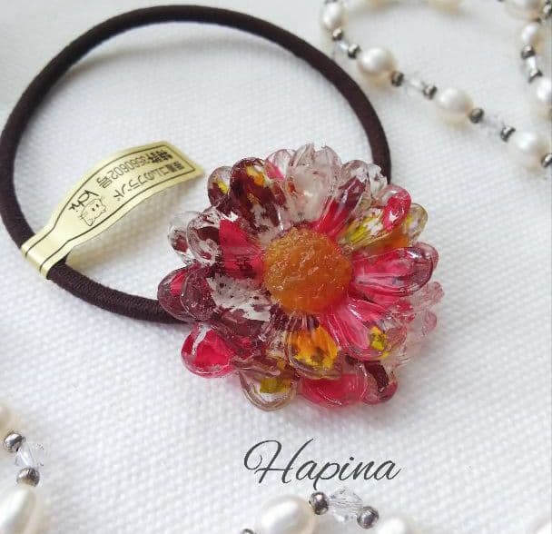 ダルメシアンフラワーレジンヘアゴム