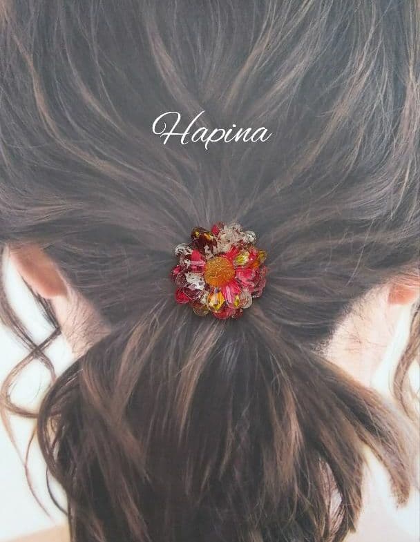 ダルメシアンフラワーレジンヘアゴム