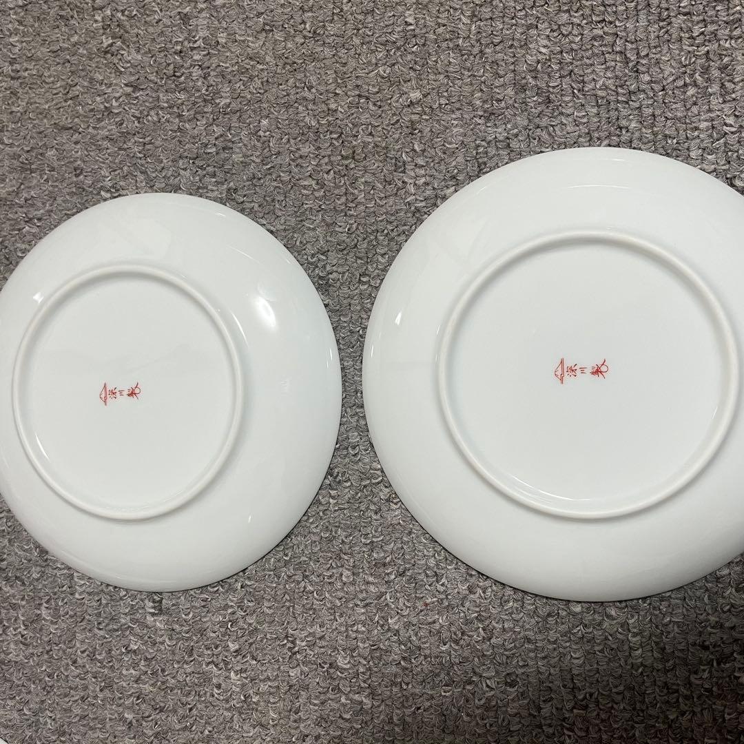 深川製磁 ブルーチャイナ 丸サービス皿5枚揃 絵変わり　銘々皿