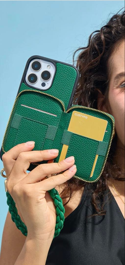iPhone14 CUSTYPE スマホショルダーストラップ グリーン