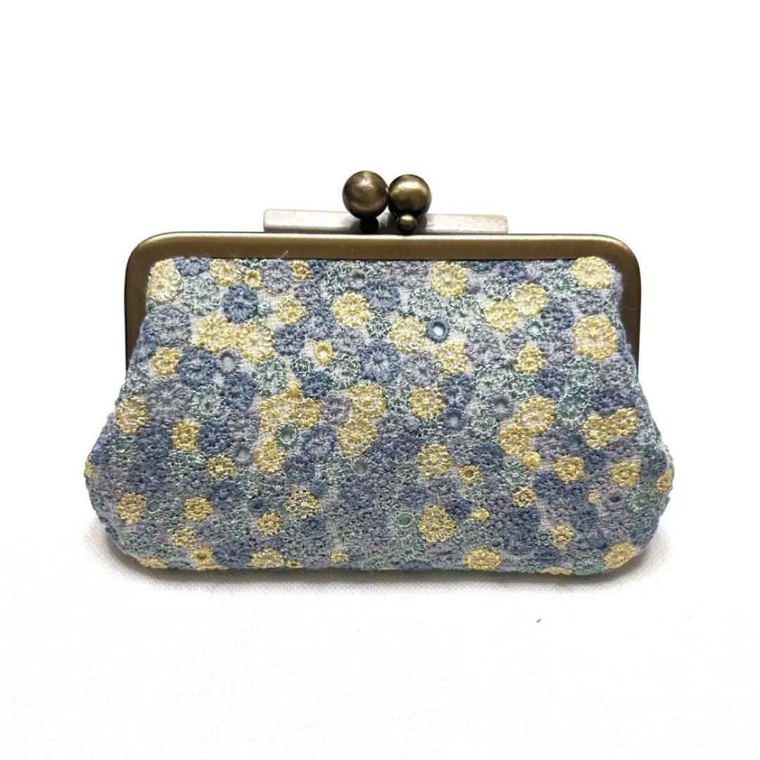 ミナペルホネン　ハンドメイド　がま口　skyful 小さいバラード水色⭐️ラスト