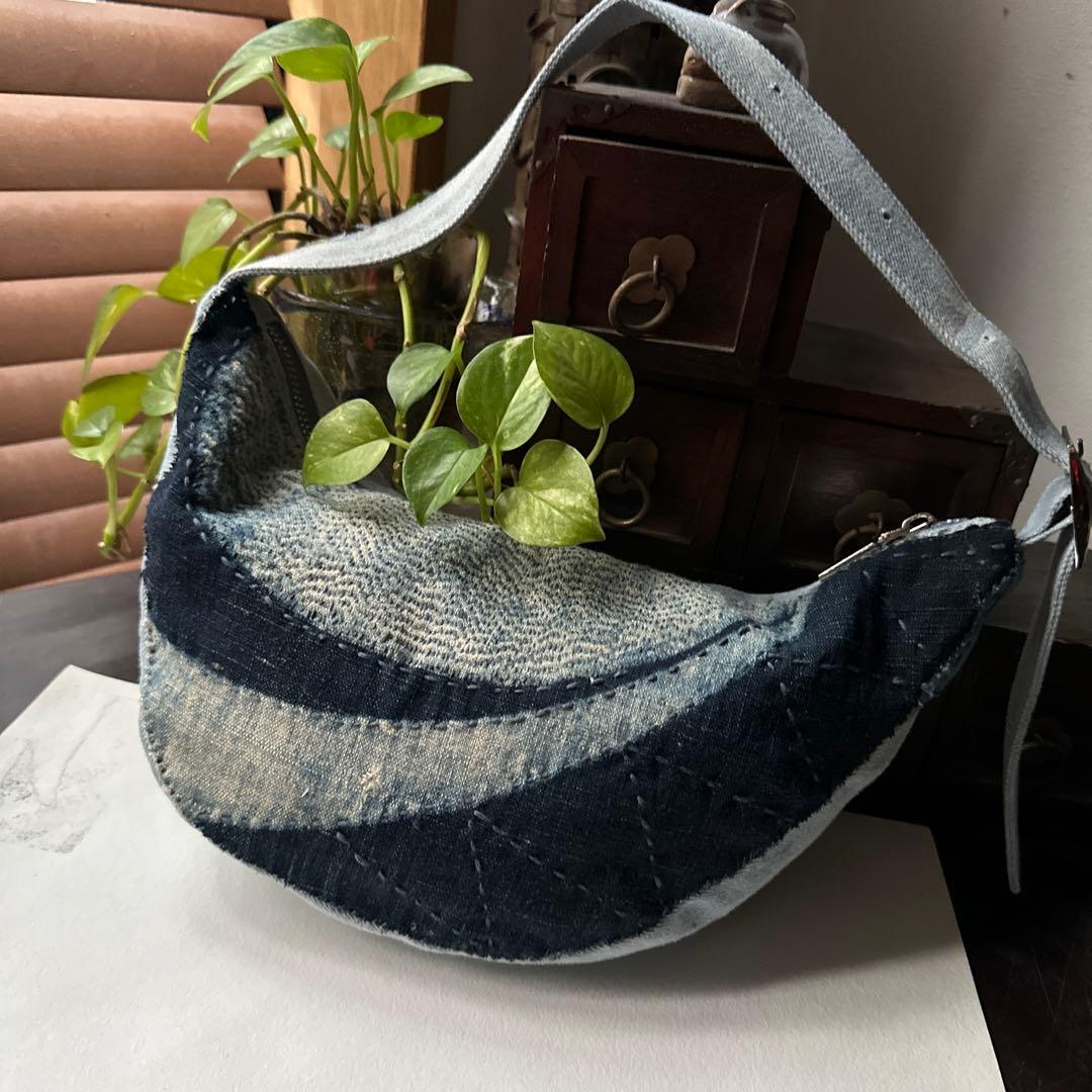 G*8様 『お針子さん』のスポーツミニバッグ／藍染／襤褸