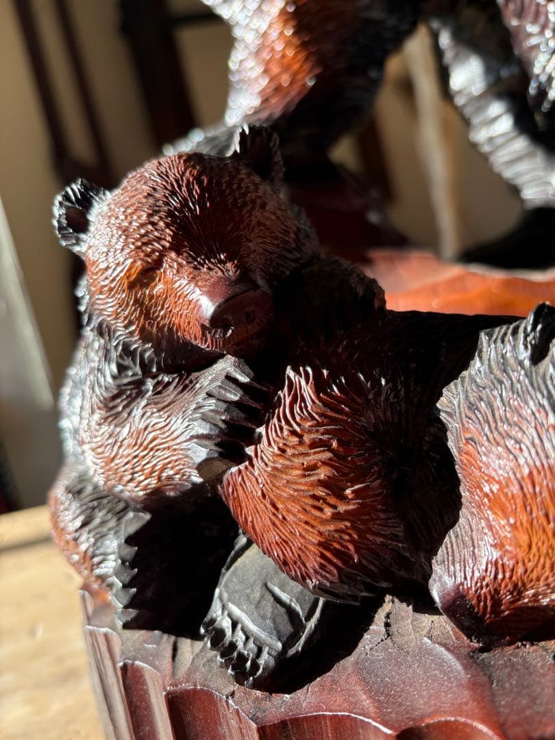 藤戸滝光作　親子熊　藤戸竹喜いとこ　名人作　巨大