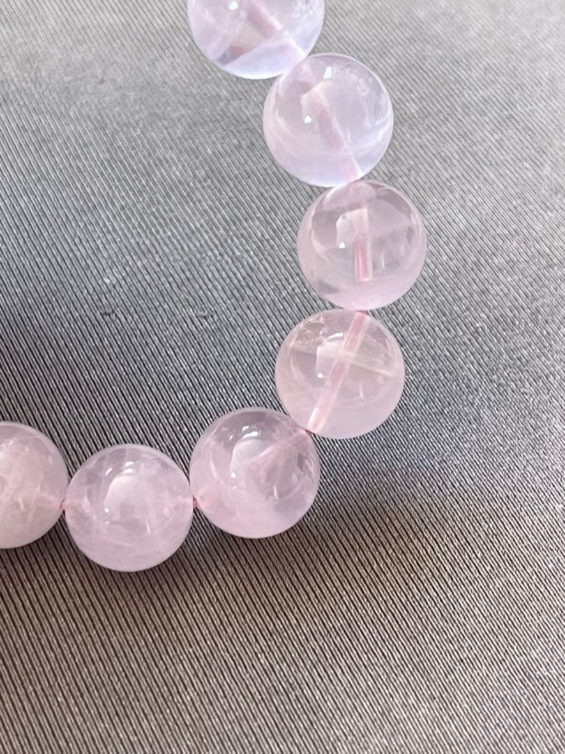 天然石ブレスレット☆ラベンダーピンクローズクォーツ１２ｍｍ☆上品なカラー！