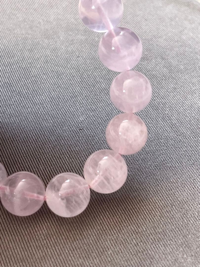 天然石ブレスレット☆ラベンダーピンクローズクォーツ１２ｍｍ☆上品なカラー！