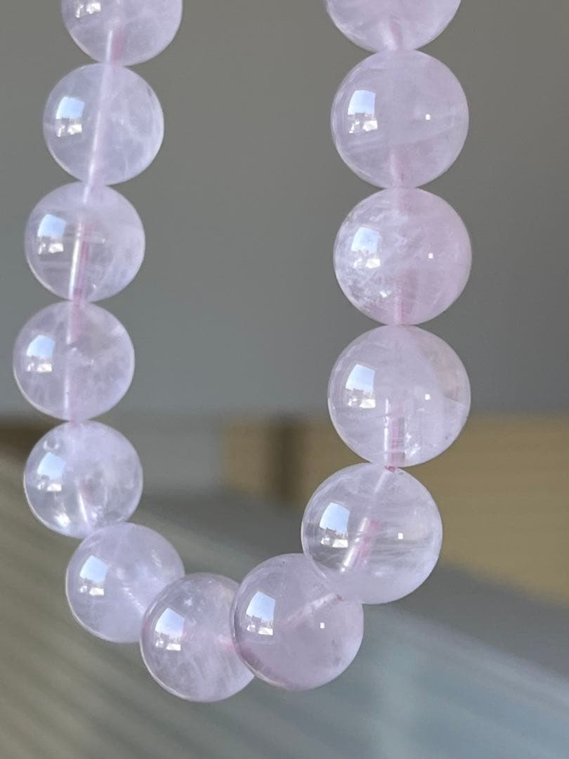 天然石ブレスレット☆ラベンダーピンクローズクォーツ１２ｍｍ☆上品なカラー！