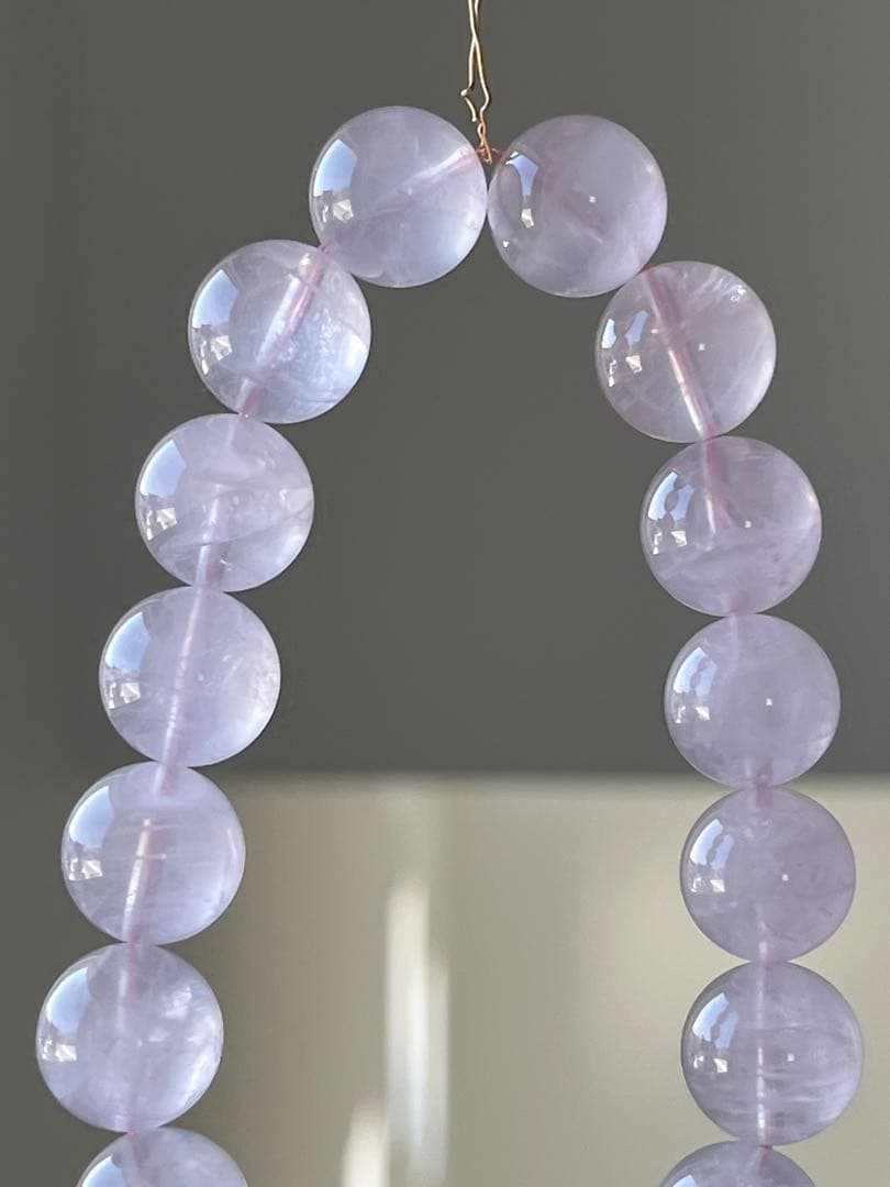 天然石ブレスレット☆ラベンダーピンクローズクォーツ１２ｍｍ☆上品なカラー！